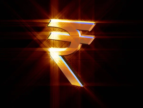 Moeda de símbolo da rupia indiana — Fotografia de Stock