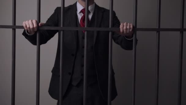 White collar man criminal in prison — Stock Video