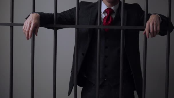 White collar man criminal in prison — Stock Video