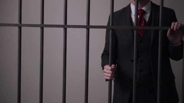 Белый воротничок преступник в тюрьме — стоковое видео