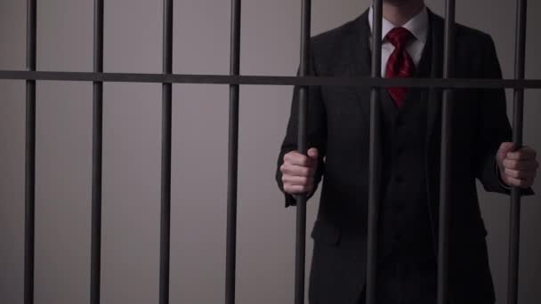 Bílých límečků zločinec muž ve vězení — Stock video
