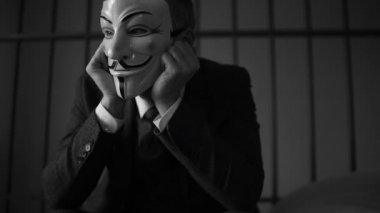 Anonim hacker mahkum (s/b sürüm sahne)