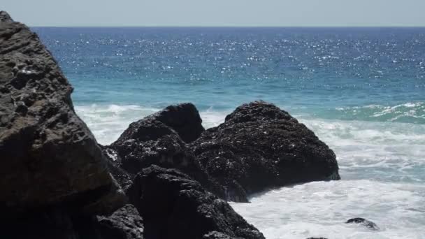 Ωκεάνια παραλία Point Dume στην Καλιφόρνια — Αρχείο Βίντεο