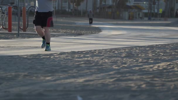 Runners near the Santa Monica Pier. — Stock Video