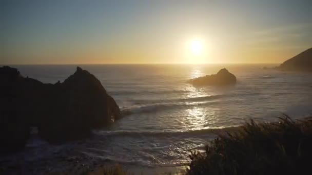 Timelapse ηλιοβασίλεμα σε Παραλία Φάιφερ Μπιγκ Στέιτ — Αρχείο Βίντεο