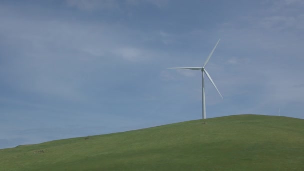 Turbina singola in un parco eolico californiano — Video Stock