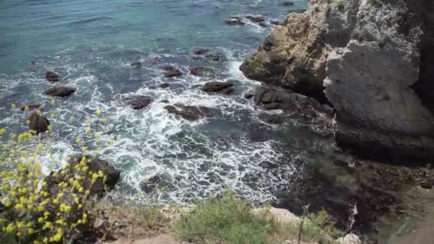 Onde si infrangono in una insenatura vicino a Pismo Beach — Video Stock