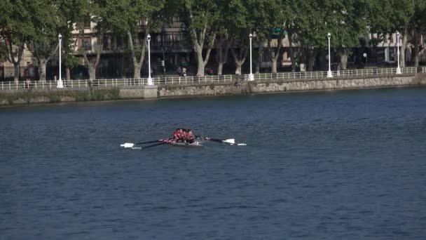 Rowing crew during practice — Stock Video