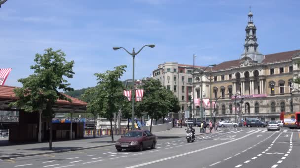 Uitzicht op de voorzijde van het stadhuis — Stockvideo