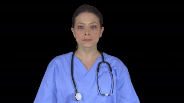 Professionista di medicina femminile senza pressione (sfondo trasparente ) — Video Stock