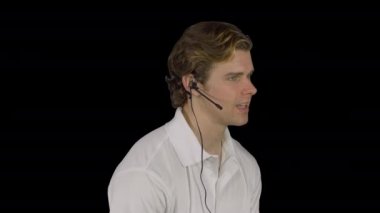 Profesyonel erkek müşteri (şeffaf arka plan konuşuyor)