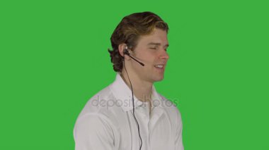 Adam müşteri çağrısını (yeşil anahtar işleme)