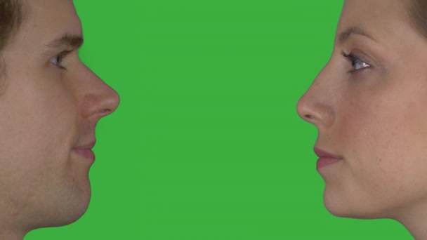 Profile of a man and woman (Green Key) — Stock Video