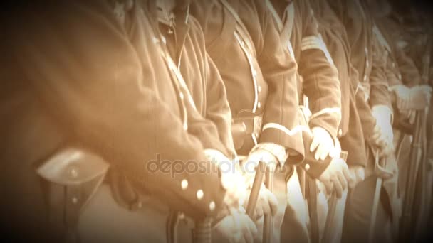 Civil War soldiers standing in a line (Archive Footage Version) — Stock Video