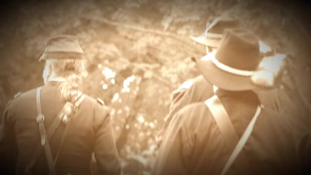 Soldados de la Unión de la Guerra Civil teniendo una reunión (Archivo Versión de archivo ) — Vídeos de Stock