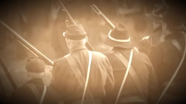 Občanská válka vojáci zachycení vlajka konfederace (archiv záznam verze) — Stock video