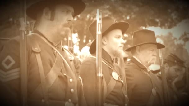 Ряд солдат Гражданской войны в Союзе (Архив Версия для печати ) — стоковое видео