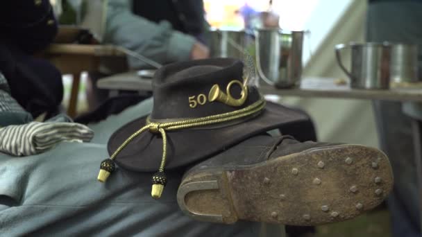 Нью-Йорк полку громадянської війни солдатів капелюх — стокове відео