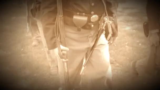 Front view of Civil War soldiers marching (Archive Footage Version) — Stock Video