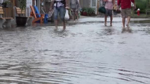 Des personnes fuyant une inondation — Video