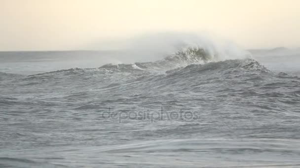 Onde di tempesta al rallentatore soffiate dal vento — Video Stock