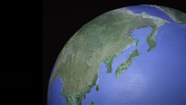 Безшовна петля з центром зверху оцифрованої глобуса — стокове відео