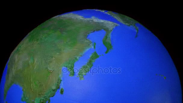 Централизованная бесшовная петля из верхней части глобуса в стиле полутона — стоковое видео