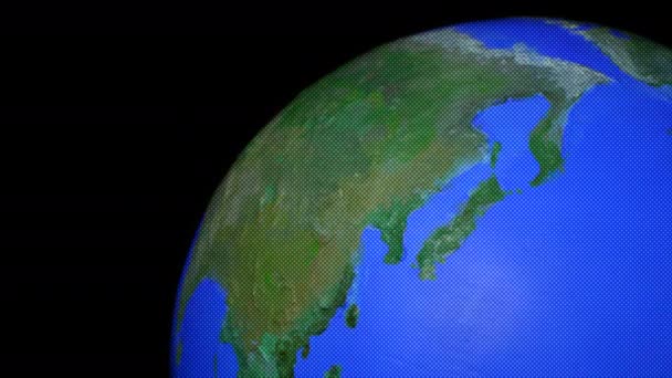 Off center seamless loop of top of half tone style globe — Stock Video