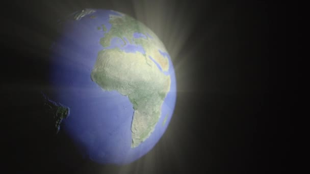 Половина освітлених off центр безшовні петлі lightray земної кулі (Золотий версія) — стокове відео