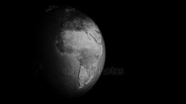 Merkezi kapalı sorunsuz döngü yarım aydınlatmalı çizgi roman tarzı Globe (B&W sürümü)