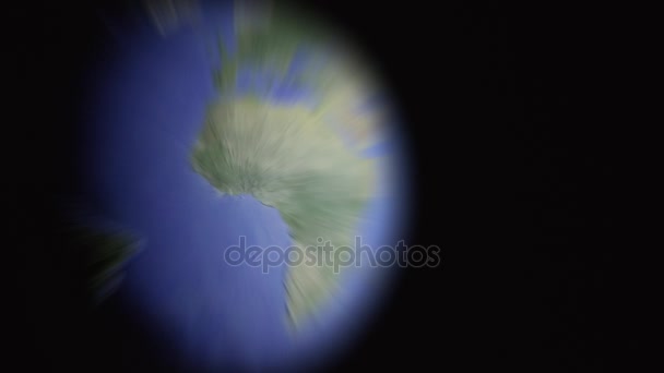 Off center seamless loop of zoom blur globe — Stock Video