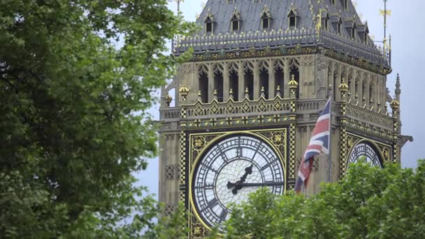 Widok na twarz zegar Big Ben — Wideo stockowe