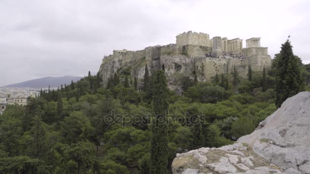 Colpo d'arma da fuoco dal Partenone alla città di Grecia — Video Stock