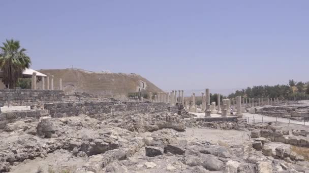 Pan van Beit Shean archeologische ruïnes — Stockvideo