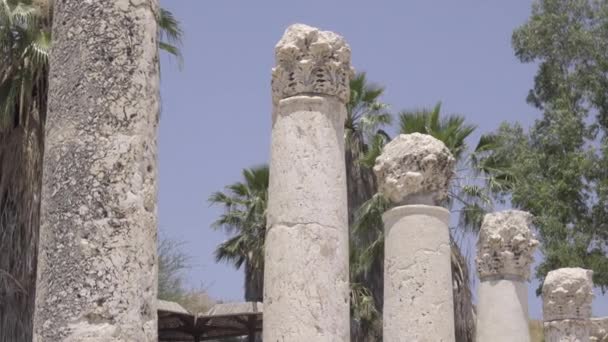 Sloupce z archeologické ruiny Beit Shean — Stock video