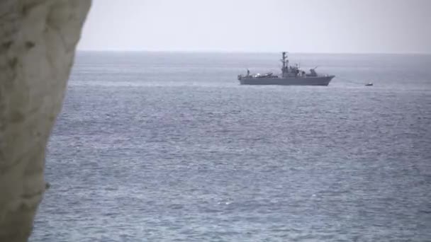 Israeli Naval vessel near Mediterranean coast — Stock Video