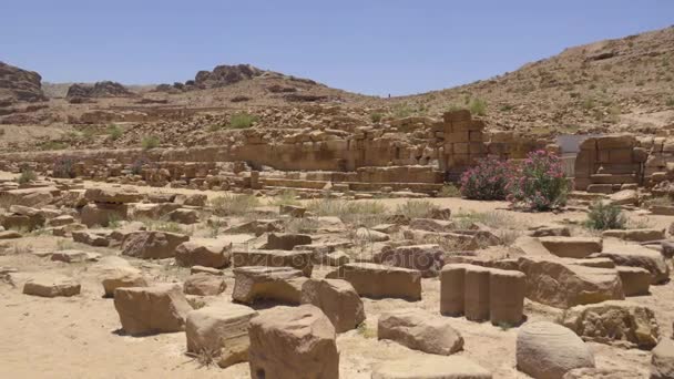 Руїни, розташовані в стародавній Петра — стокове відео
