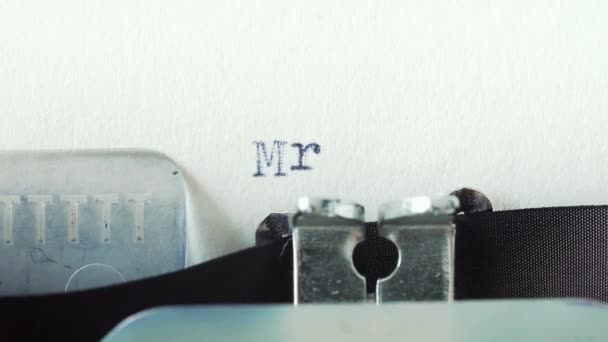 Señor Presidente - Escrito en una vieja máquina de escribir vintage — Vídeos de Stock