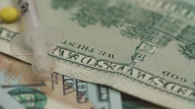 Hap, uyuşturucu, kokain, Doları banka notları şırınga. Dolly ateş..