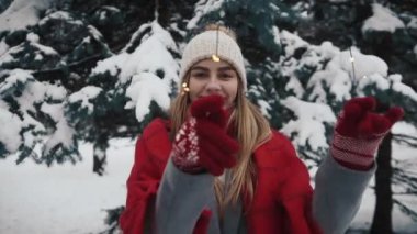 Maytap, kış, kış, ağaçlar, Kış Doğa, Noel ağacı Park, arka planını kar çok yakın duran güzel genç kadın genç kadınlar ile güzel kız