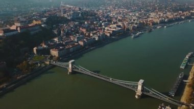 Güzel Budapeşte, Macaristan, başkenti, büyük hava görünümünü ve Tuna Nehri