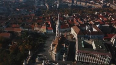 Güzel Budapeşte, Macaristan, başkenti, büyük hava görünümünü ve Tuna Nehri