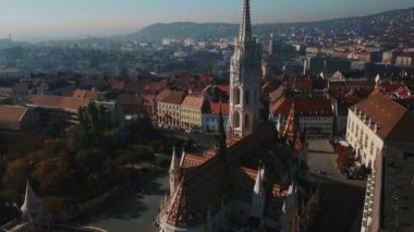 Güzel Budapeşte, Macaristan, başkenti, büyük hava görünümünü ve Tuna Nehri