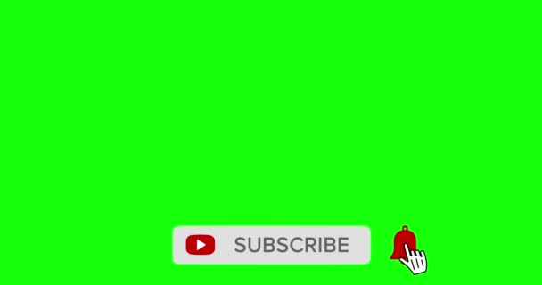 Aparece la animación inferior del tercer botón. Se cierne sobre el cursor y hace un clic. Presiona el botón de notificaciones. Fondo de pantalla verde . — Vídeos de Stock
