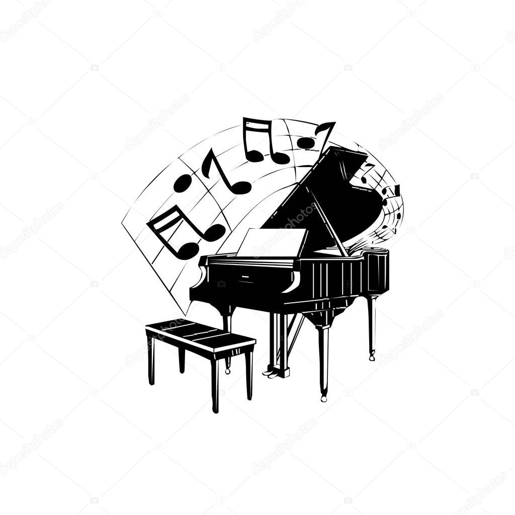 Musical symbols on a white background