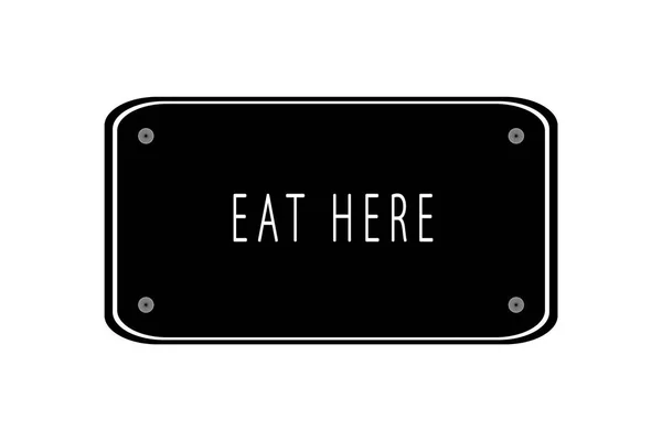 Essen hier steht auf einer Tafel auf weißem Hintergrund — Stockfoto