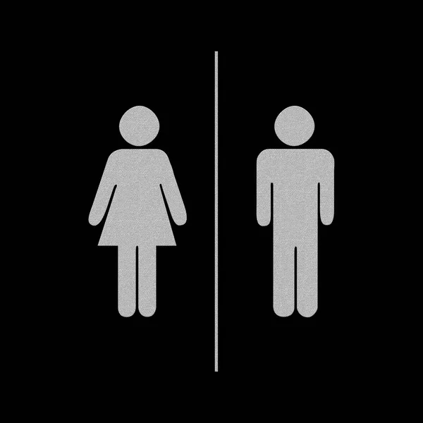 Ženská postava a mužské WC na černém pozadí — Stock fotografie
