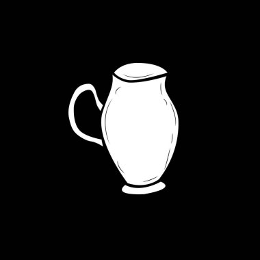 Siyah bir arka plan üzerinde beyaz bir vazo çizim