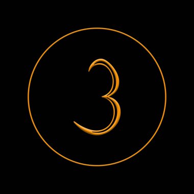 Turuncu renk siyah arka plan üzerine üç sayısı