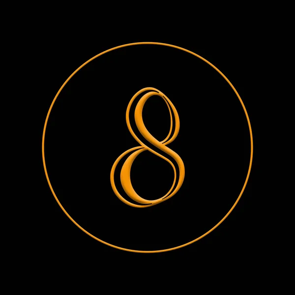 Numéro huit en orange sur fond noir — Photo